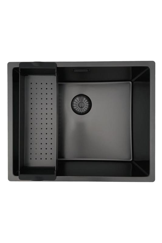 Pure.Sink Prestige vask 50x40 cm PVD Gun Metal 10mm radius undermontering, planmontering og overmontering PPG5040-61
