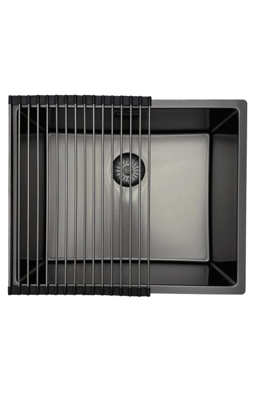 Pure.Sink Prestige vask 50x40 cm PVD Gun Metal 10mm radius undermontering, planmontering og overmontering PPG5040-61