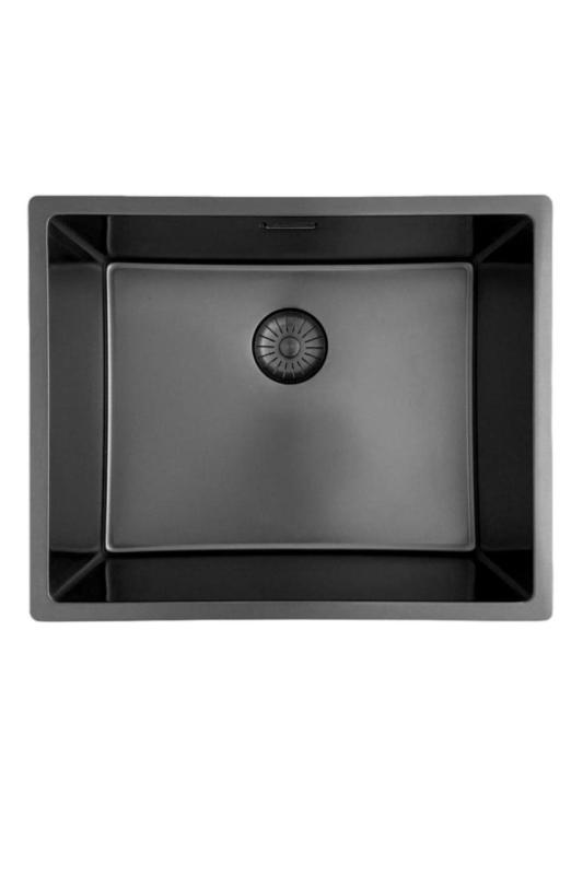 Pure.Sink Prestige vask 50x40 cm PVD Gun Metal 10mm radius undermontering, planmontering og overmontering PPG5040-61