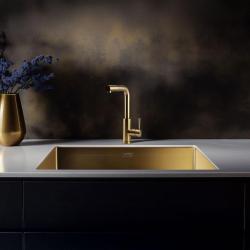 Pure.Sink Elite Steel Spark-S køkkenarmatur PVD børstet guld med udtrækkelig tud PS8041-60