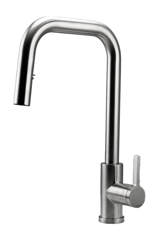 Pure.Sink Elite Steel Crystal-S køkkenarmatur i rustfrit stål med udtræksbruser PS8050-02