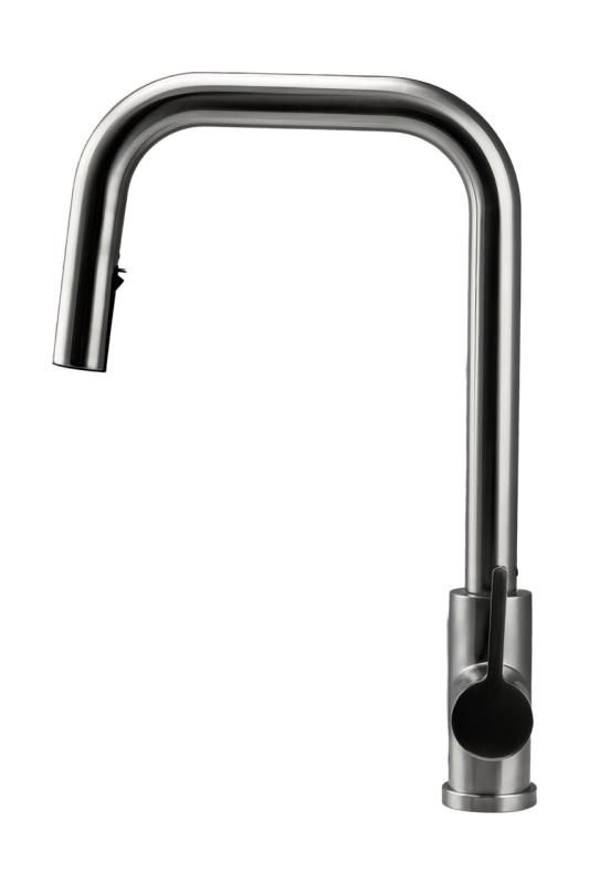 Pure.Sink Elite Steel Crystal-S køkkenarmatur i rustfrit stål med udtræksbruser PS8050-02