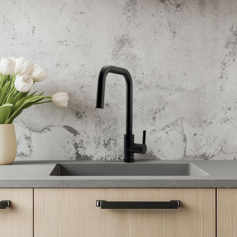 Pure.Sink Elite Steel Crystal-S køkkenarmatur Mat sort med udtrækkelig tud PS8050-10