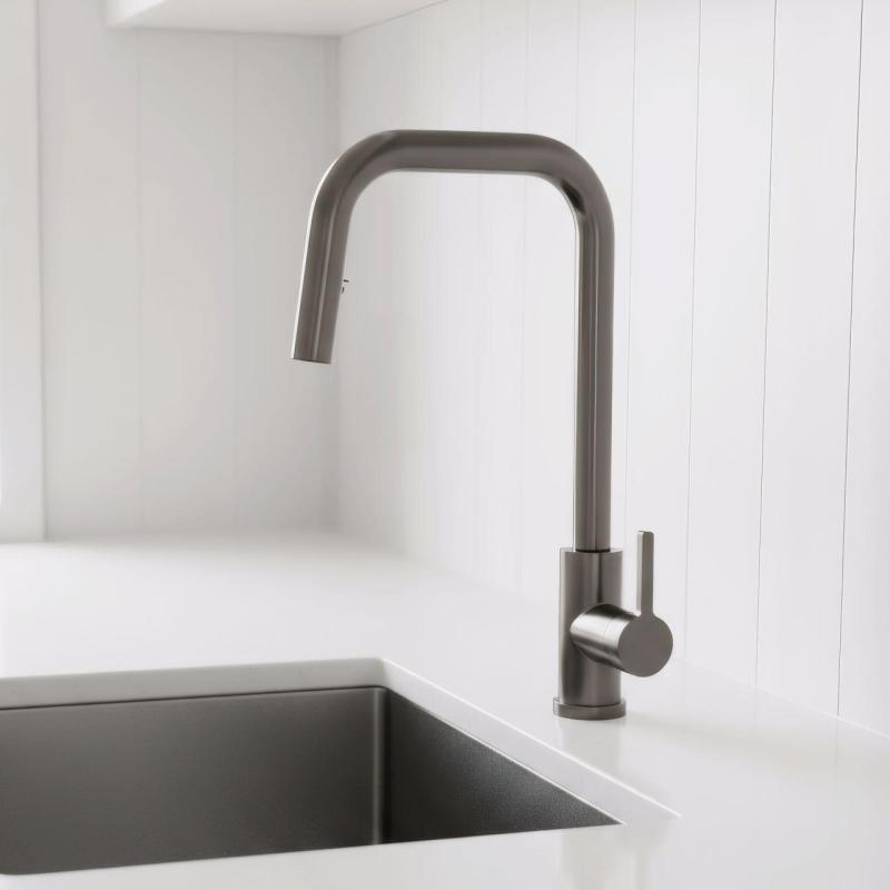 Pure.Sink Elite Steel Crystal-S køkkenarmatur PVD Gun metal med udtrækkelig tud PS8050-61