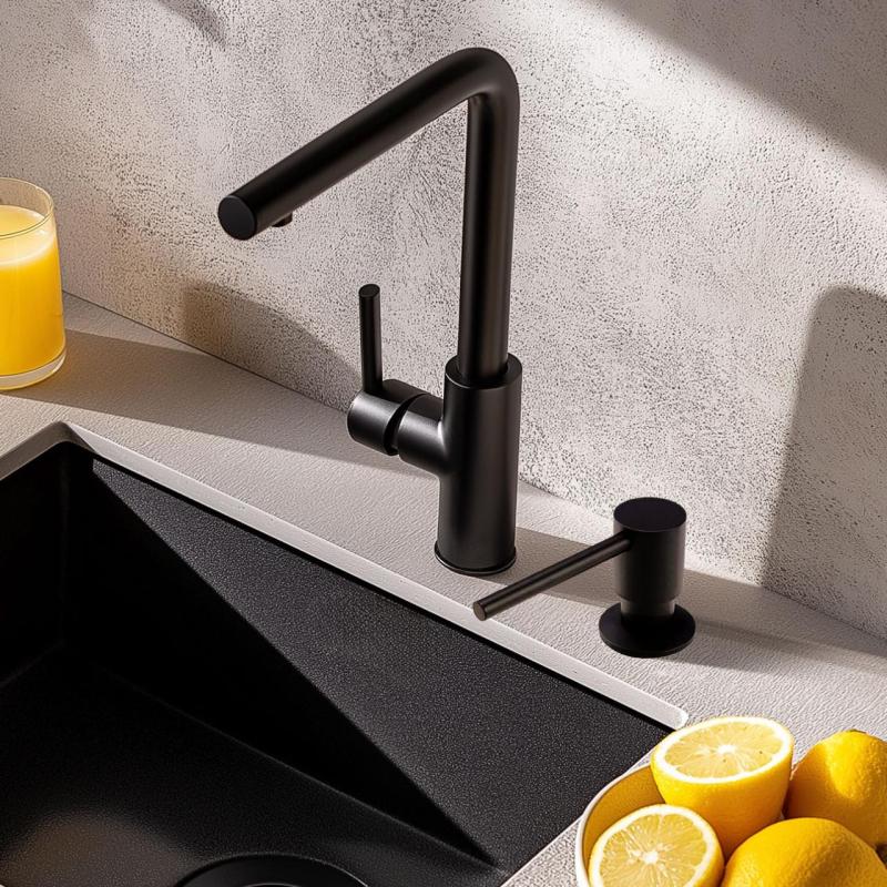 Pure.Sink Elite Steel Shine indbygget sæbedispenser Mat Sort, påfyldning fra toppen PS9010-10