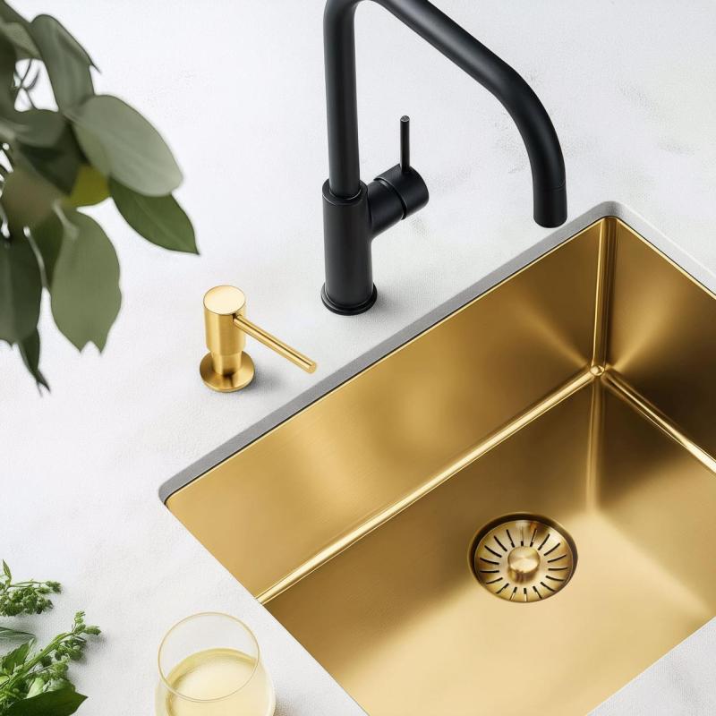 Pure.Sink Elite Steel Shine indbygget sæbedispenser PVD børstet guld PS9010-60