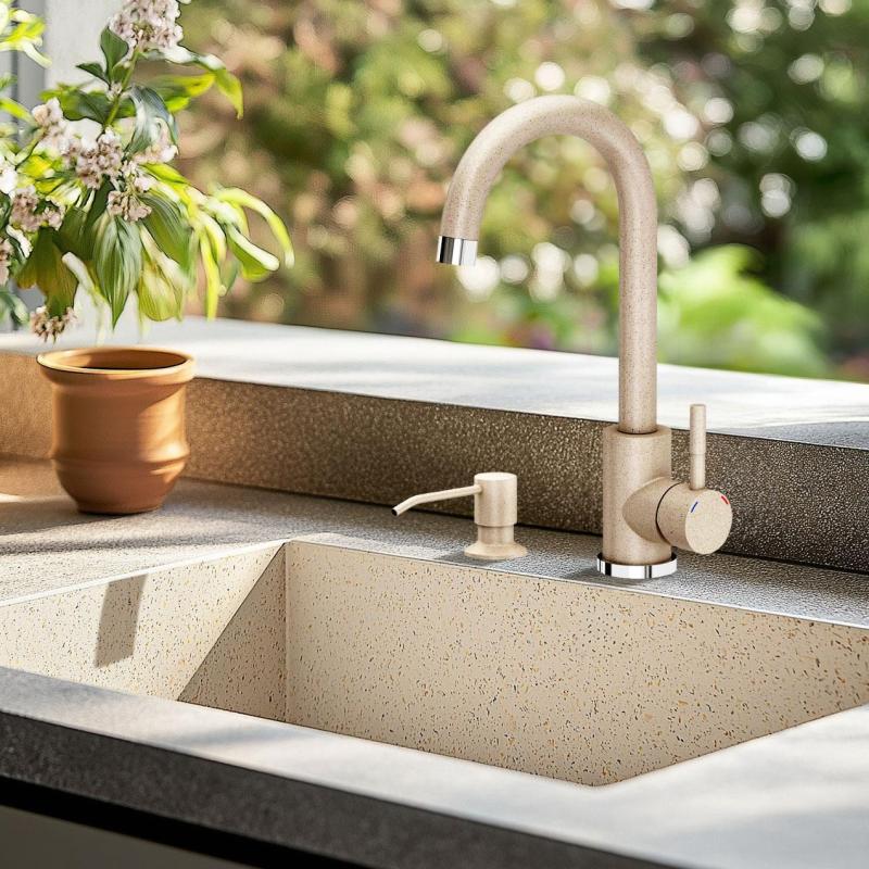 Quadri Manchester Indbygget Sæbedispenser Beige Sand - Påfyldes Ovenfra 1208967658