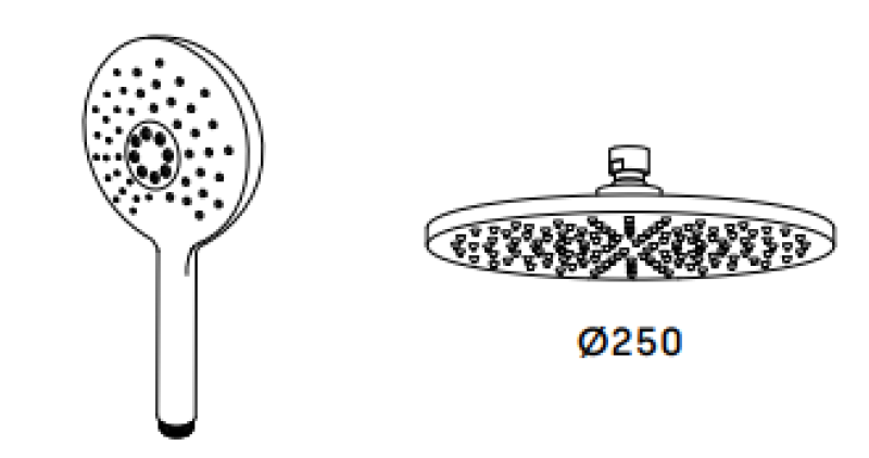 Waterevolution Flow brusekombination med regnbruser PVD Gun Metal 250mm T141NR25GME