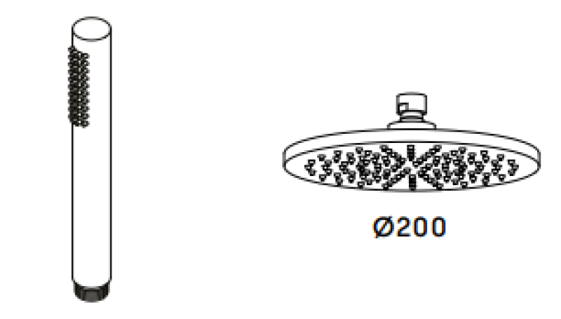 Waterevolution Flow termostatisk bruserkombination med regnbruser krom 200mm T141TN01