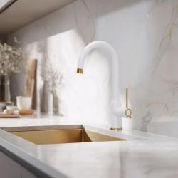 Quadri Stamford Køkkenarmatur Hvid med Kobber Finish med Drejbar Rund Tud 1208967711