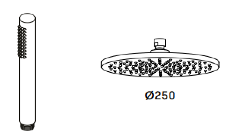 Waterevolution Flow termostatisk bruserkombination med regnbruser krom 250mm T141TN2501