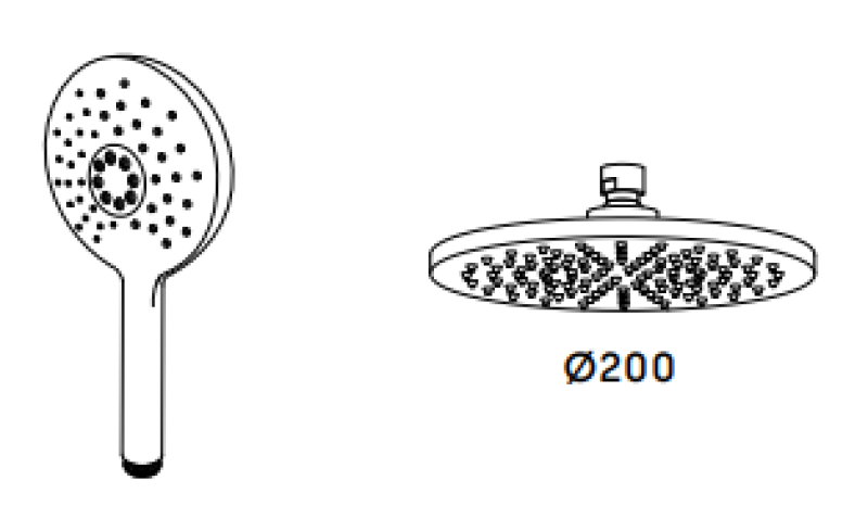 Waterevolution Flow termostatisk bruserkombination med regnbruser messing natur 200mm rund T141TNRLE