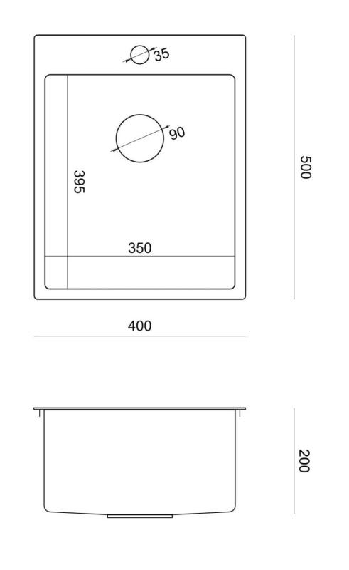 Aquadesign Clara Vask i Rustfrit Stål 40x50cm Overmontering eller Planmontering med Haneplade og Rustfri Stål Prop - 1208967757