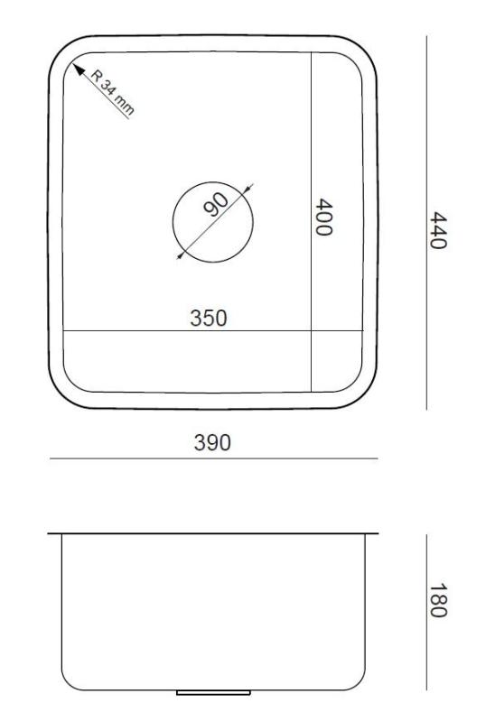 Aquadesign Oxford RVS Vask 35x40cm Underbygning med RVS Prop - 1208967761