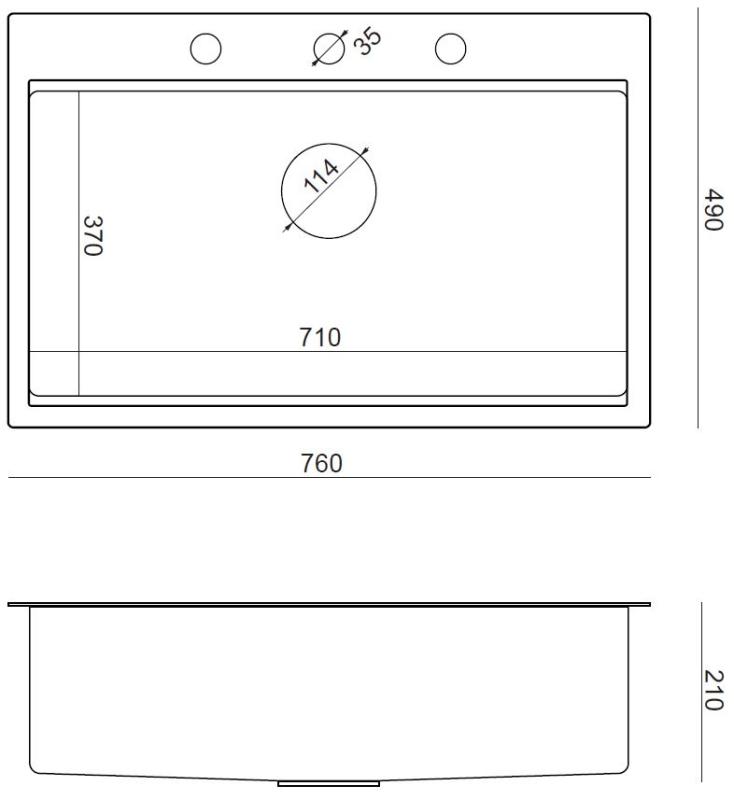 Aquadesign Vesta RVS Vask 76x49cm Overmontering og Planmontering med Hanehulbank, inklusive RVS Prop og Tilbehør - 1208967762