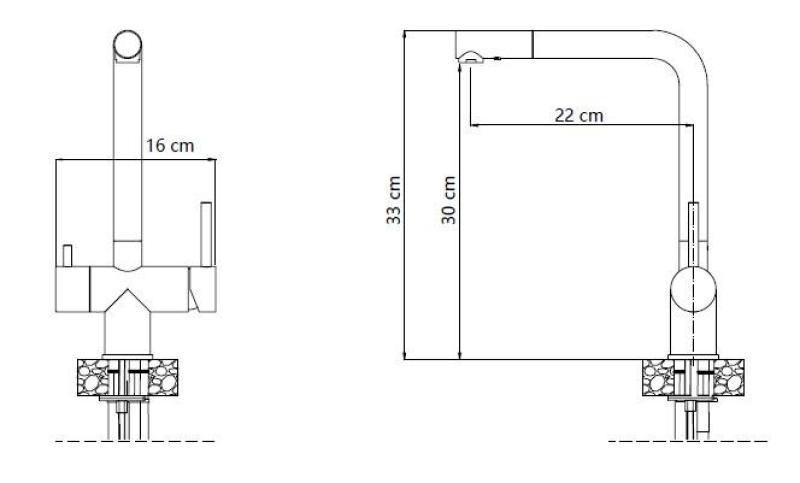 Quadri Ellesmere Køkkenarmatur i rustfrit stål 3-vejs med ekstra tilslutning til filtreret vand 1208967782