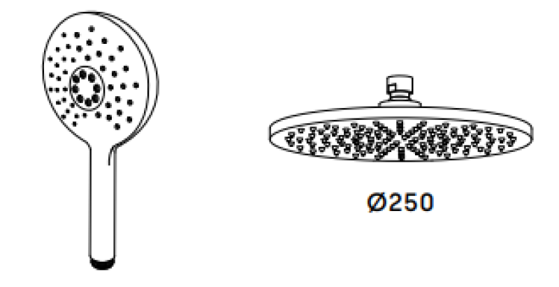 Waterrevolution Flow termostatisk brusersæt med regnbruser messing natur 250mm rund T141TNR25LE