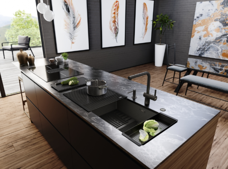 Franke Mythos Masterpiece BXM 210.68 Stor Gun Metal Vask PVD Antracit 685x410mm Planlimning og Underlimning - 127.0676.885