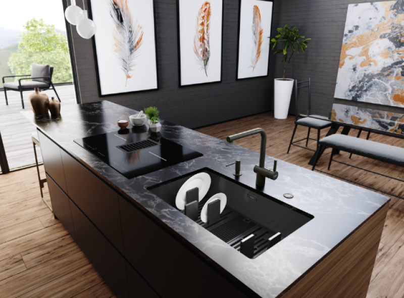 Franke Mythos Masterpiece BXM 210.68 Stor Gun Metal Vask PVD Antracit 685x410mm Planlimning og Underlimning - 127.0676.885