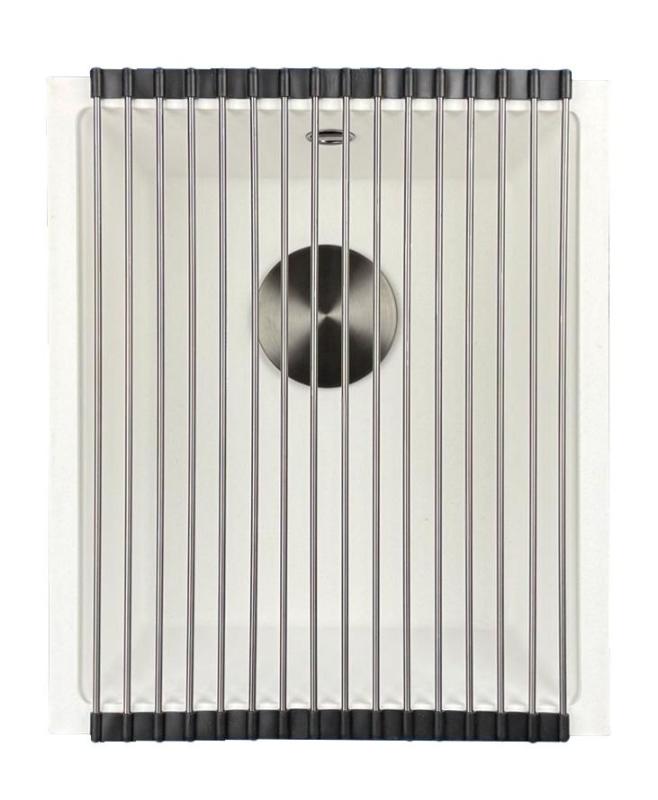 GraniteMy Universal hvid granitvask 34x40 cm hvid overflademontering og planmontering med gun metal-prop 1208967904