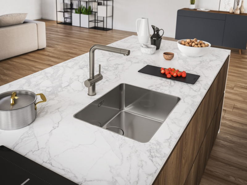 Franke Active Twist Enkeltgrebsblander Rustfrit Stål med Fast Tud og Integreret Affaldsbetjening 115.0653.504