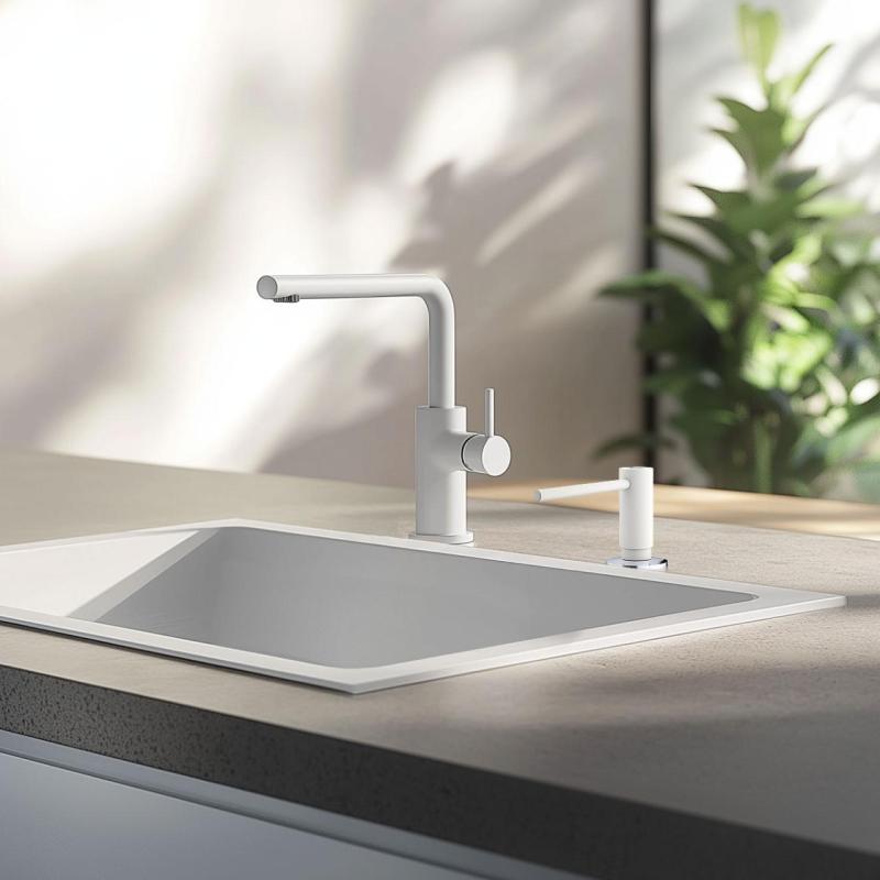 Franke Active køkken indbygget sæbedispenser granit Polar White Hvid 112.0633.079