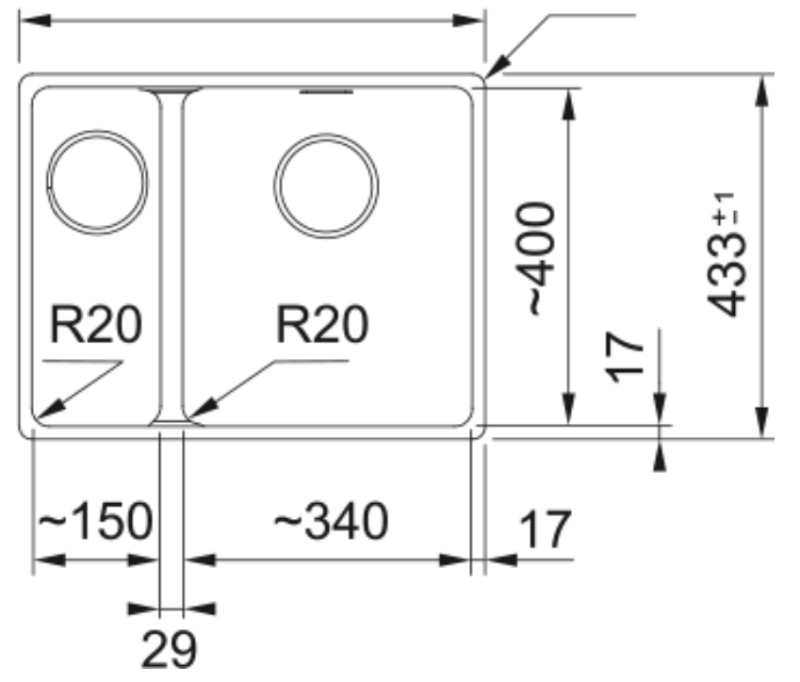 Franke Maris MRG 160-34-15 Fragranite Slate Grey vask grå mørk Højre håndvask Undermontering 125.0714.607