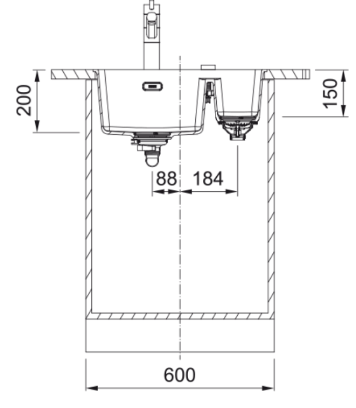 Franke Maris MRG 160-34-15 Fragranite Slate Grey Vask Grå, mørk Venstre skål Undermontering 125.0714.608