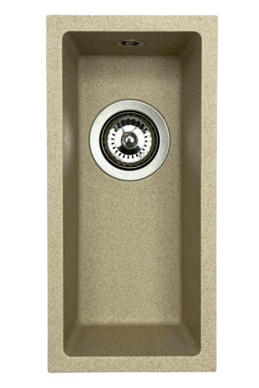 GraniteMy Universal granit beige sand lille vask 17x40 cm topmontering undermontering og planmontering med rustfri stålprop 1208968002