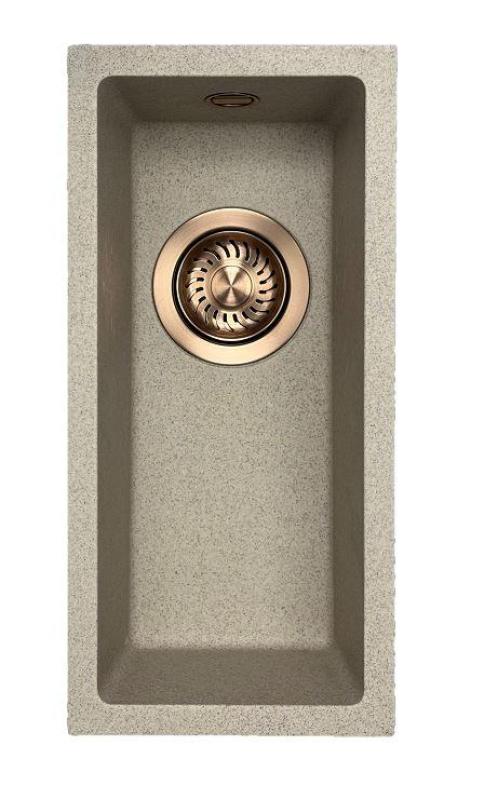 GraniteMy Universal granit beige sand lille vask 17x40 cm påbygning, underbygning og planmontering med kobberprop 1208968004
