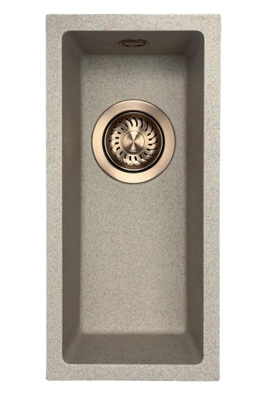 GraniteMy Universal granit beige sand lille vask 17x40 cm påbygning, underbygning og planmontering med kobberprop 1208968004