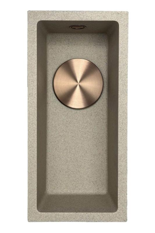 GraniteMy Universal granit beige sand lille vask 17x40 cm påbygning, underbygning og planmontering med kobberprop 1208968004