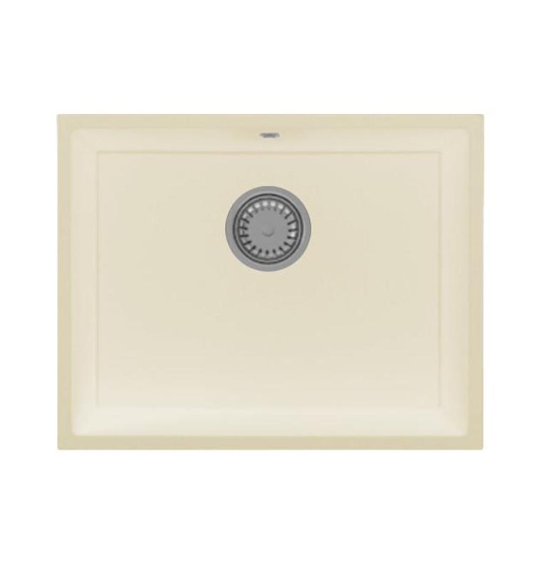 GraniteMy Universal granit beige sand vask 55x40 cm påbygning, underbygning og planmontering med rustfri stålprop 1208968012