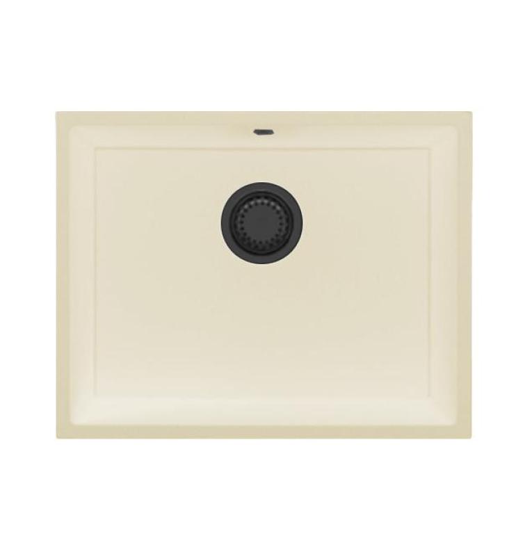 GraniteMy Universal granit beige sand vask 55x40 cm påbygning, underbygning og planmontering med gun metal prop 1208968016