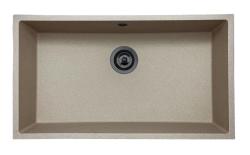 GraniteMy Universal granit beige sand vask 74x40 cm til overmontering, undermontering og planmontering med gun metal prop 1208968021