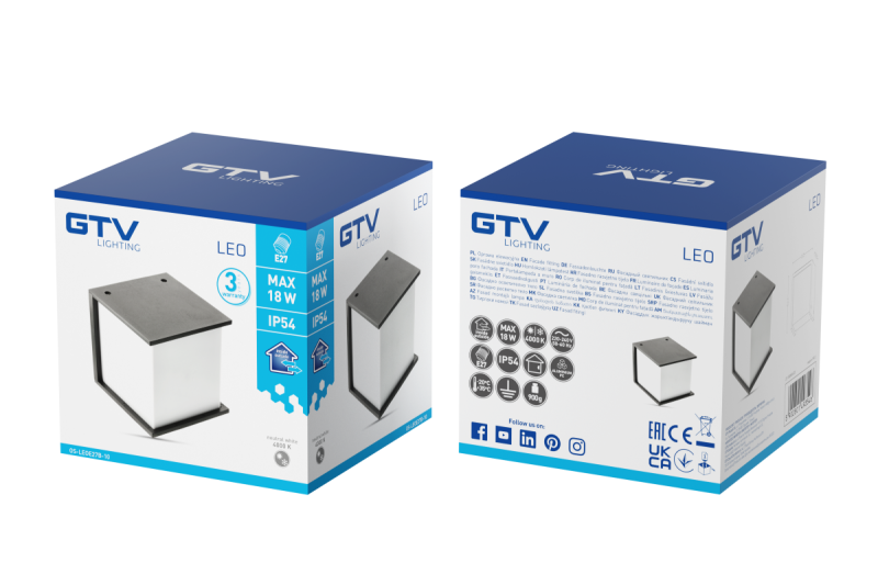 Façade lampe LEO, E27, MAX. 18W, IP54, AC220-240V, 50/60Hz, sort