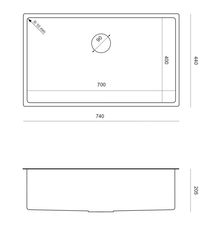 Aquadesign Zara Vask Guld 74x44cm Underbord, Flad indbygning og Overflademontering med Guldprop - 1208969509