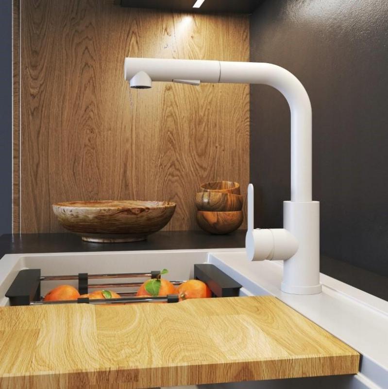 Graniteland Celeste Køkkenarmatur Hvid med Udtrækkelig Tud og Dobbelt-Funktion Håndbruser 1208969526