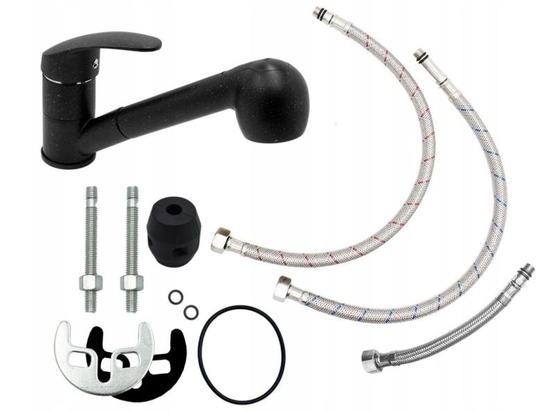 Graniteland Rhea Køkkenarmatur Arduin hardstenelook met Udtrækkelig Tud og Dobbelt-Funktion Håndbruser 1208969536