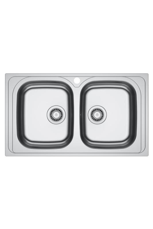 Franke Spark SKX 620-86 Dobbel Rustfrit Stål Vask med Hanehul Til Overflademontering 86x50cm 101.0714.440