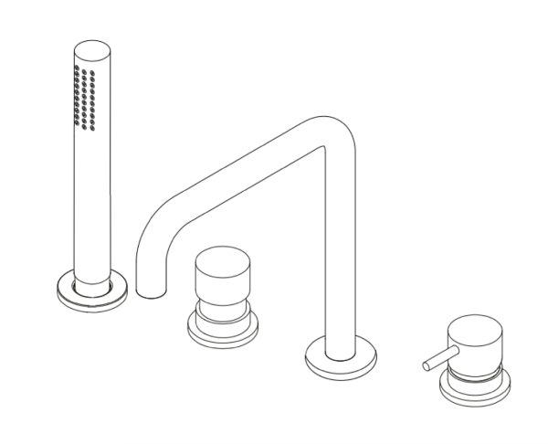 Waterevolution Flow 4-huls badekran til badekarmontage Krom H T138H01