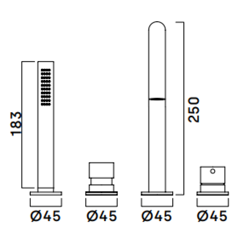 Waterevolution Flow 4-huls Badekran til Montering på Badekar Kant fuldt PVD Gun Metal H T138HGME