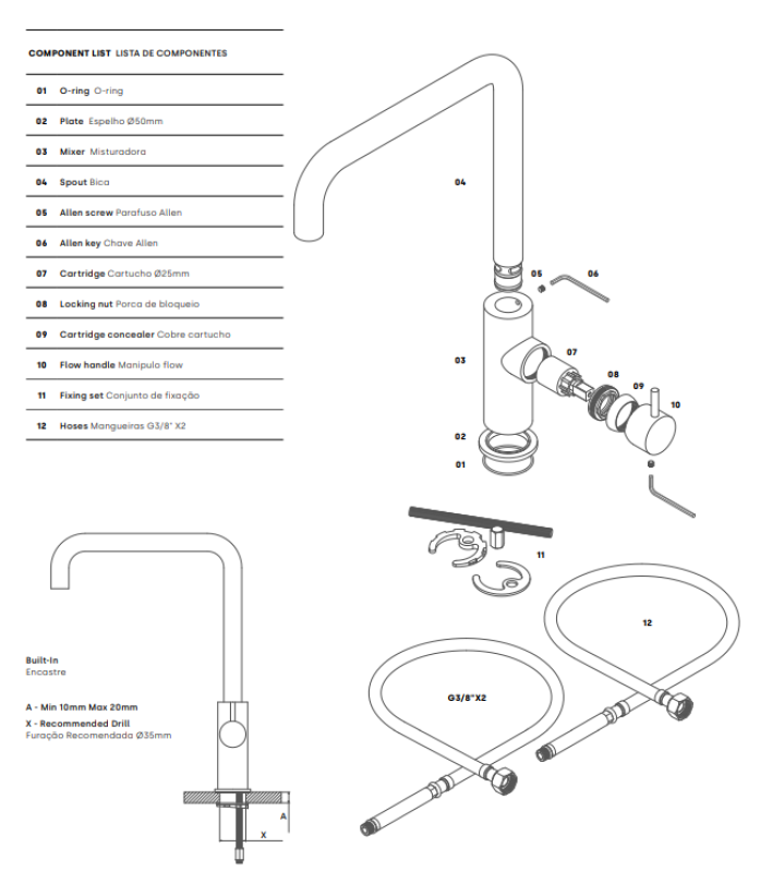 Waterevolution Flow køkkenarmatur med vinkel drejbar tud krom T158H01