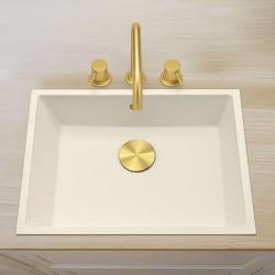 Waterevolution Flow 3-huls vinkel køkkenarmatur med drejelig tud og tilslutning til filtreret vand lys guld T152HWGE