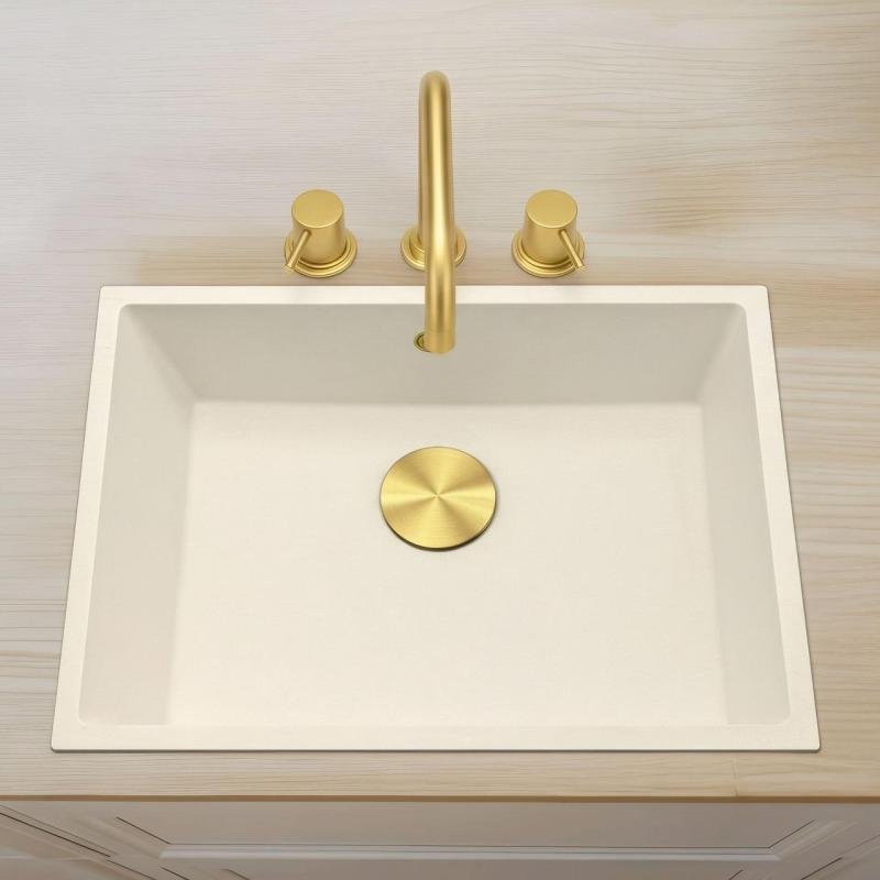 Waterevolution Flow 3-huls vinkel køkkenarmatur med drejelig tud og tilslutning til filtreret vand lys guld T152HWGE