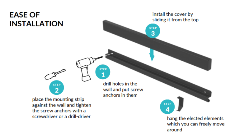 Epka Luxion Køkkenstang 100 cm Metal med Skjult Montering Sort 1208969961