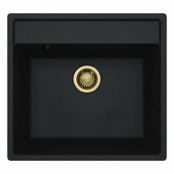 GraniteMy Bremen Granitvask 53x50 cm Sort - Overbygning, Underbygning og Planmontering med Hanehul og Guldprop 1208969969