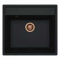 GraniteMy Bremen Granitvask 53x50 cm Sort - Overflademontering, Undermontering og Planmontering med Hanehul og Kobberprop 1208969970