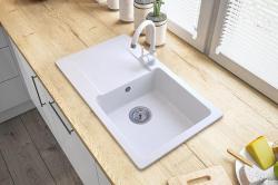Graniteland Liri Granit Hvid vask med dræningsområde 765x448 mm 1208969990