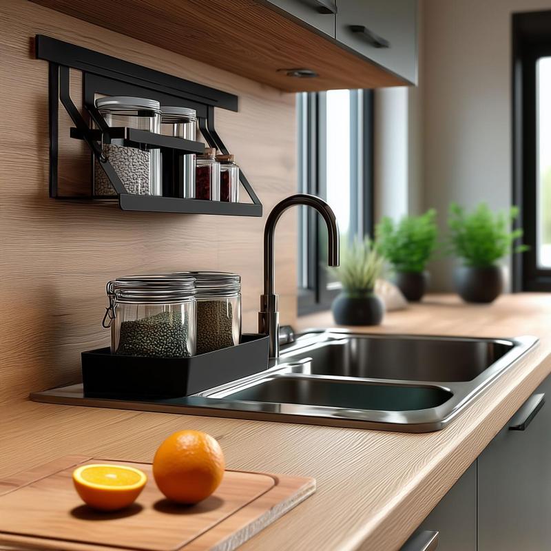 Epka Luxion Sæt Køkkenrails 60 cm med Tilbehør Metal med Skjult Befæstelse Sort 1208969993